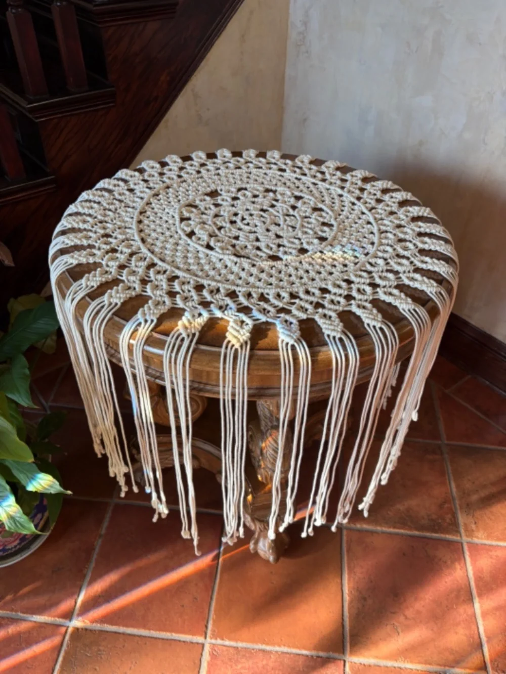 Macrame hand made table throw